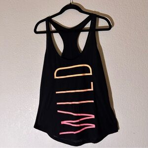 NWT Black Distressed OLD NAVY Colorful Logo “WILD” Semi Relaxed Razor Back Tank